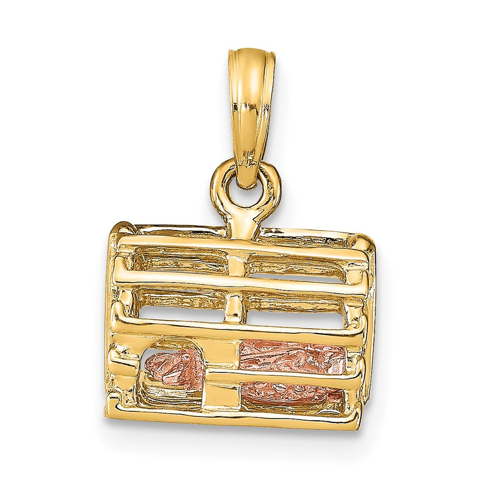 10k Two-tone 11.9 mm Two-tone 3D Lobster Trap W/Moveable Lobster Pendant (2.2 grams)