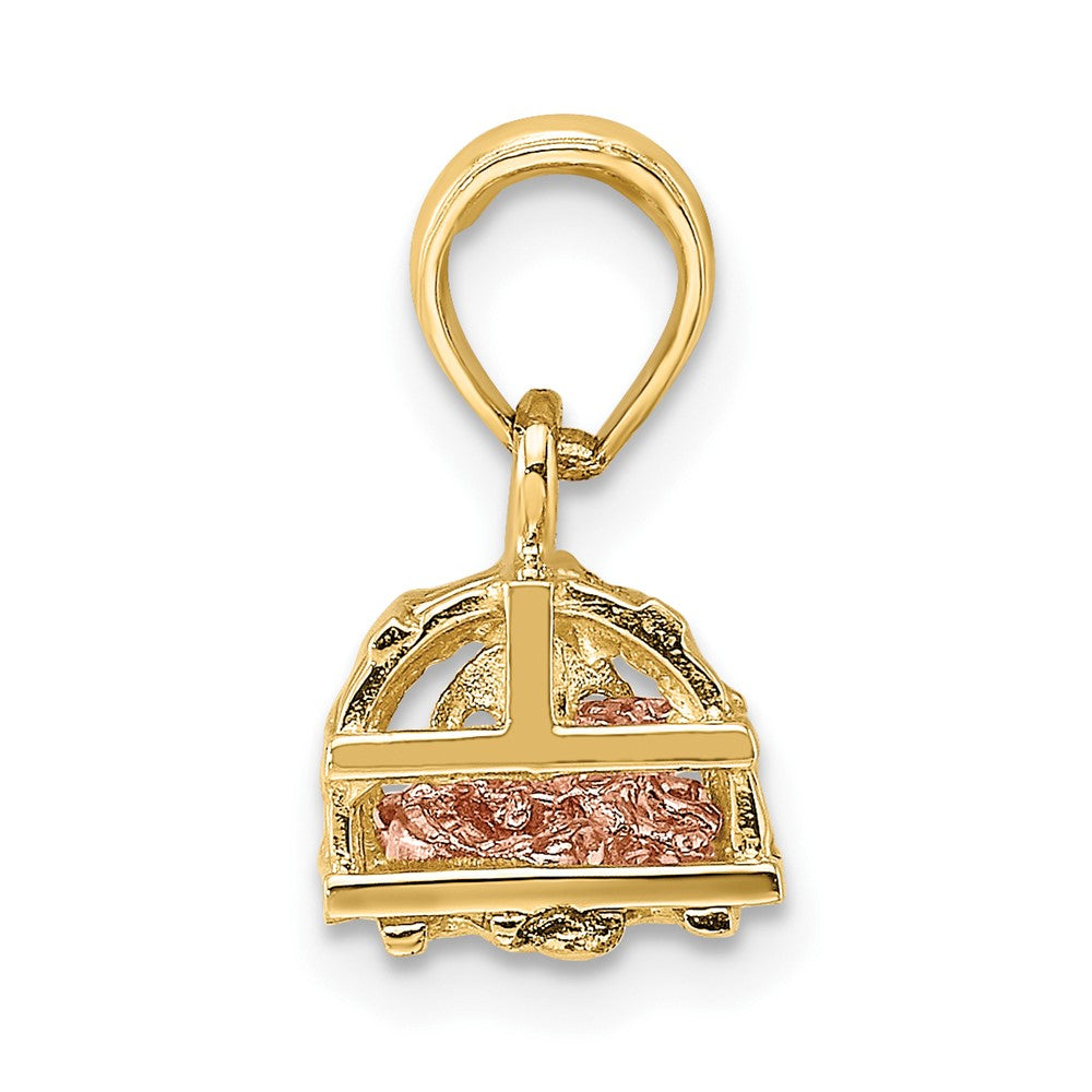 10k Two-tone 10.3 mm Two-tone 3D Lobster Trap W/Moveable Lobster Pendant (1.53 grams)