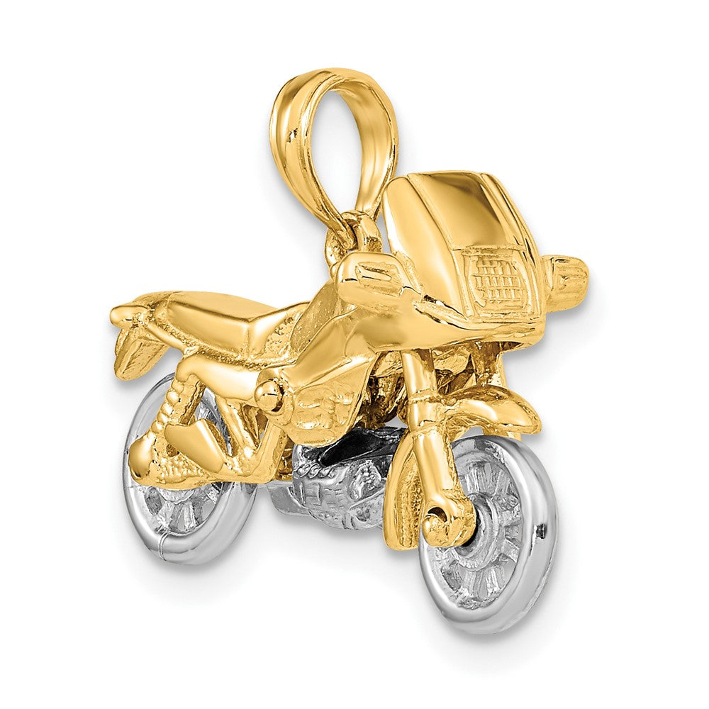 10k Two-tone 25.2 mm 3-D Moveable Motorcycle Charm (5.01 grams)