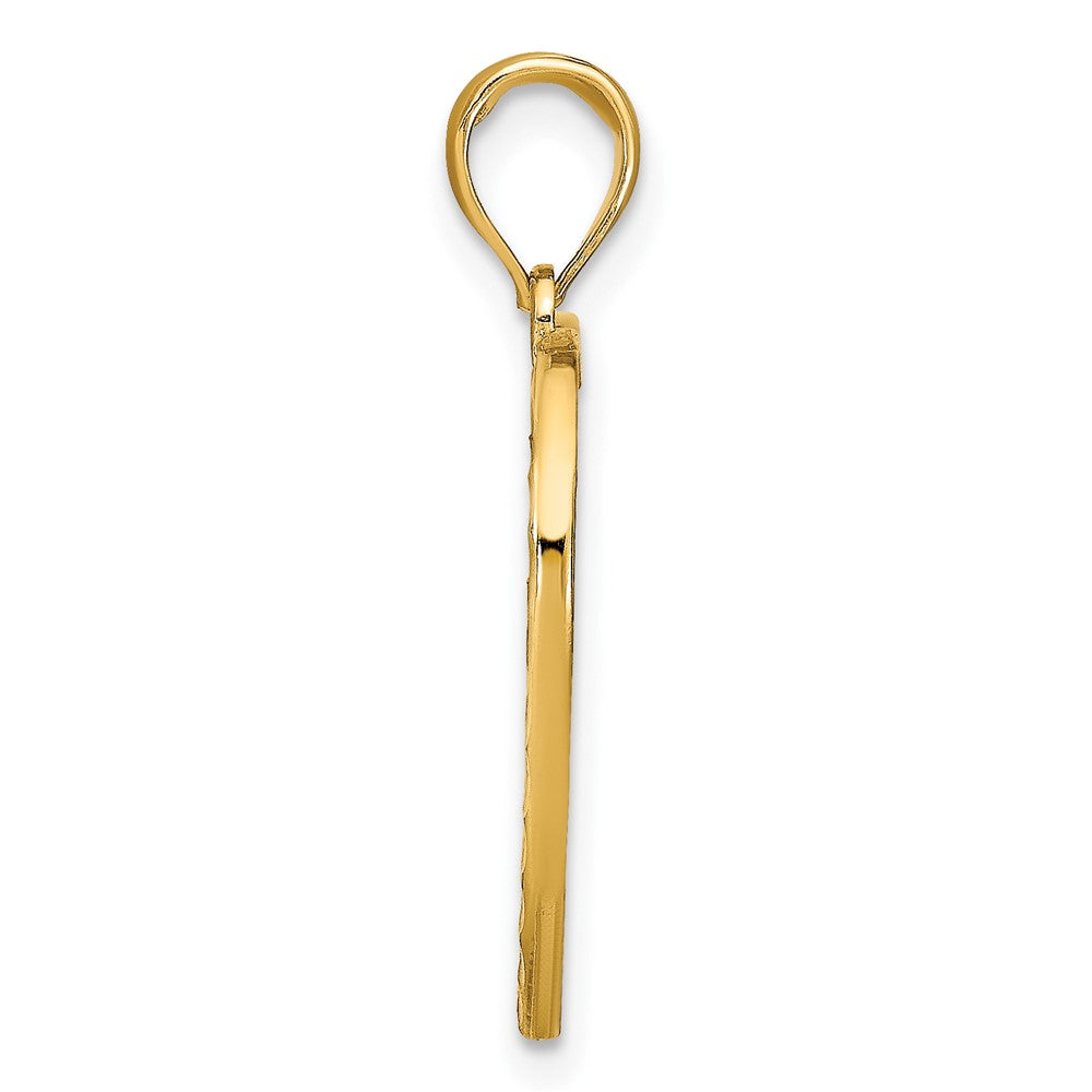 10k Yellow w/Rhodium 19.8 mm  Filigree Beaded Heart Charm (0.91 grams)