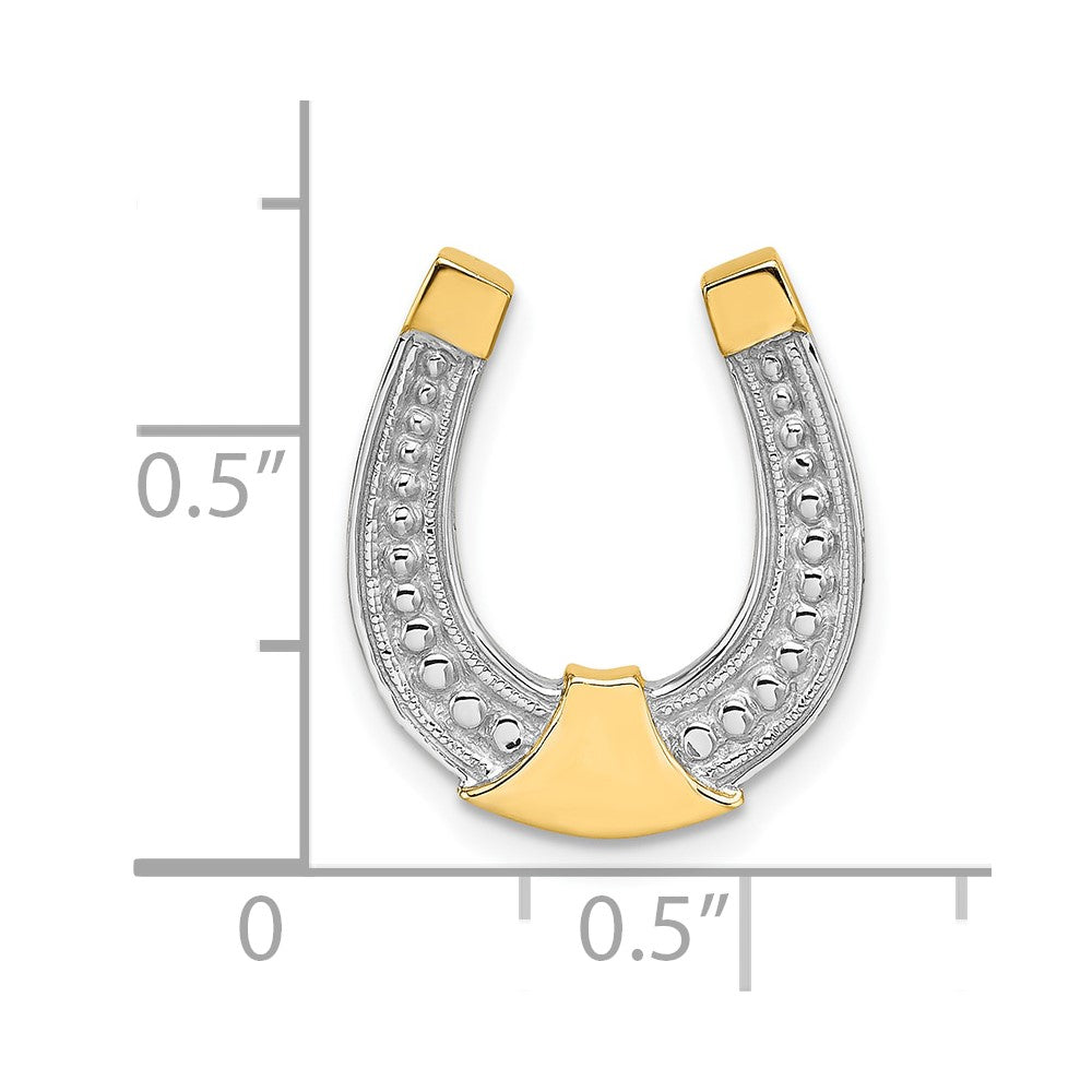 10k Yellow w/Rhodium 15.55 mm  Horseshoe Charm (1.67 grams)