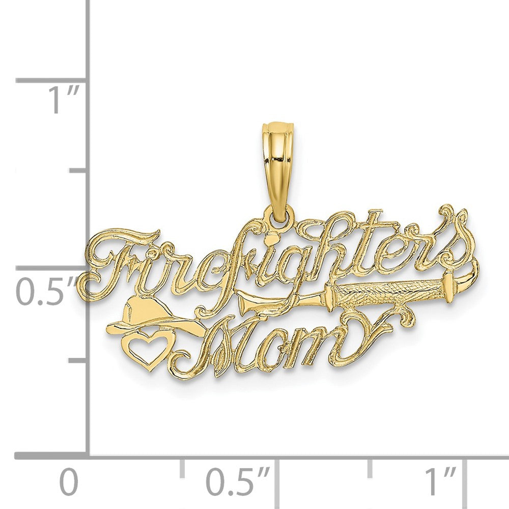 10k Yellow Gold 27.8 mm FIREFIGHTER'S MOM Charm (0.86 grams)