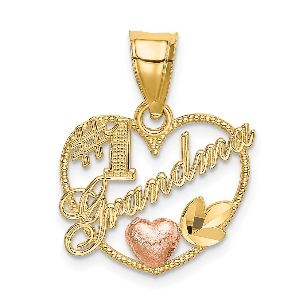 10k Two-tone 18.1 mm Two-Tone #1 GRANDMA In Heart Frame Charm