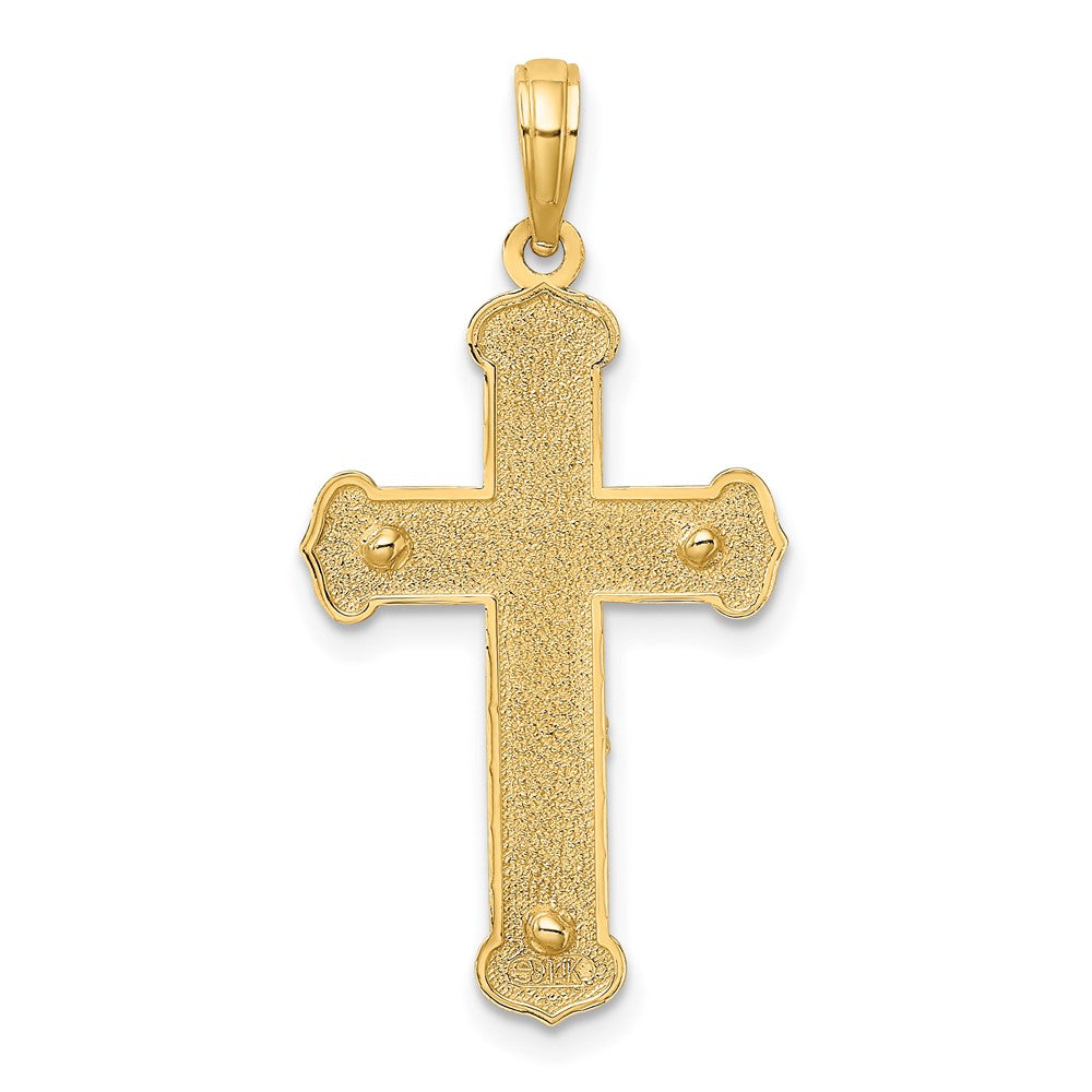 10k Two-tone 16 mm Two-tone Engraved Jesus Crucifix Charm (1.36 grams)