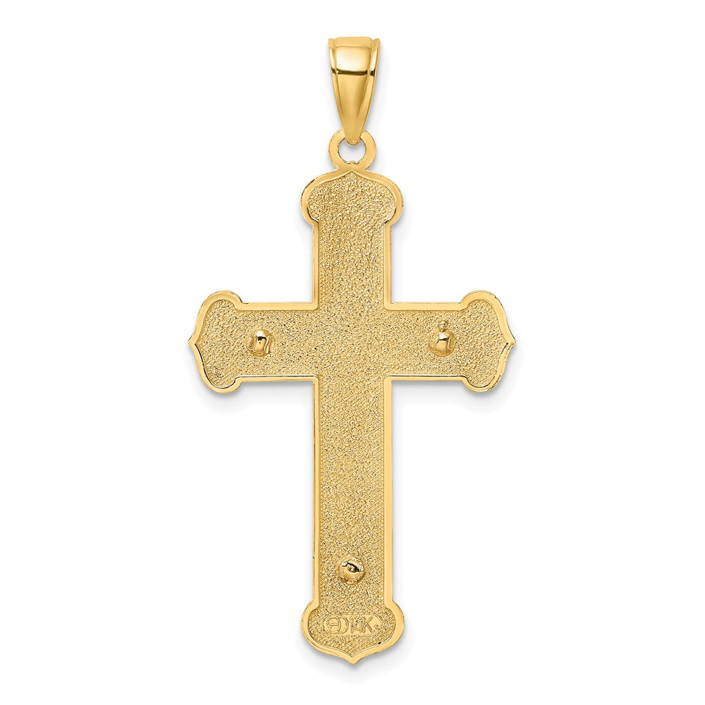 10k Two-tone 19 mm Two-tone Engraved Jesus Crucifix Charm