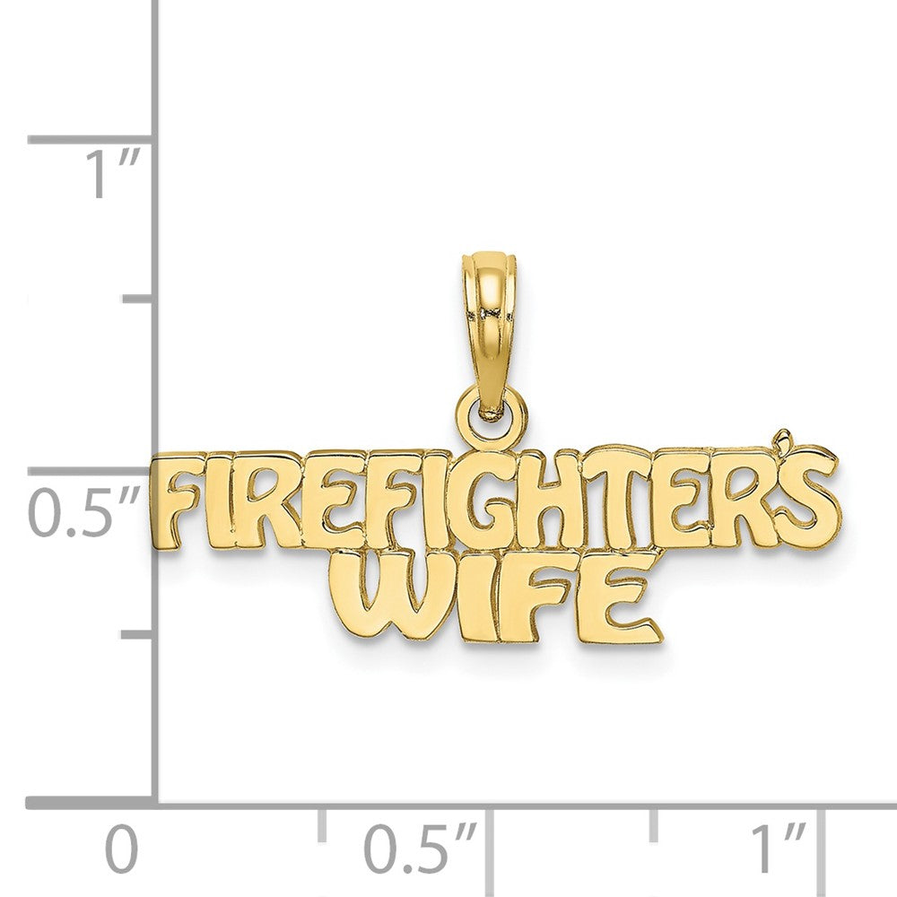 10k Yellow Gold 27.4 mm FIREFIGHTER'S WIFE Charm (0.79 grams)