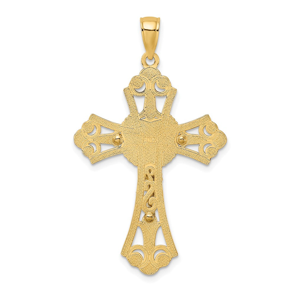 10k Two-tone 19 mm Two-tone Cut-Out Jesus Crucifix Charm (2.91 grams)