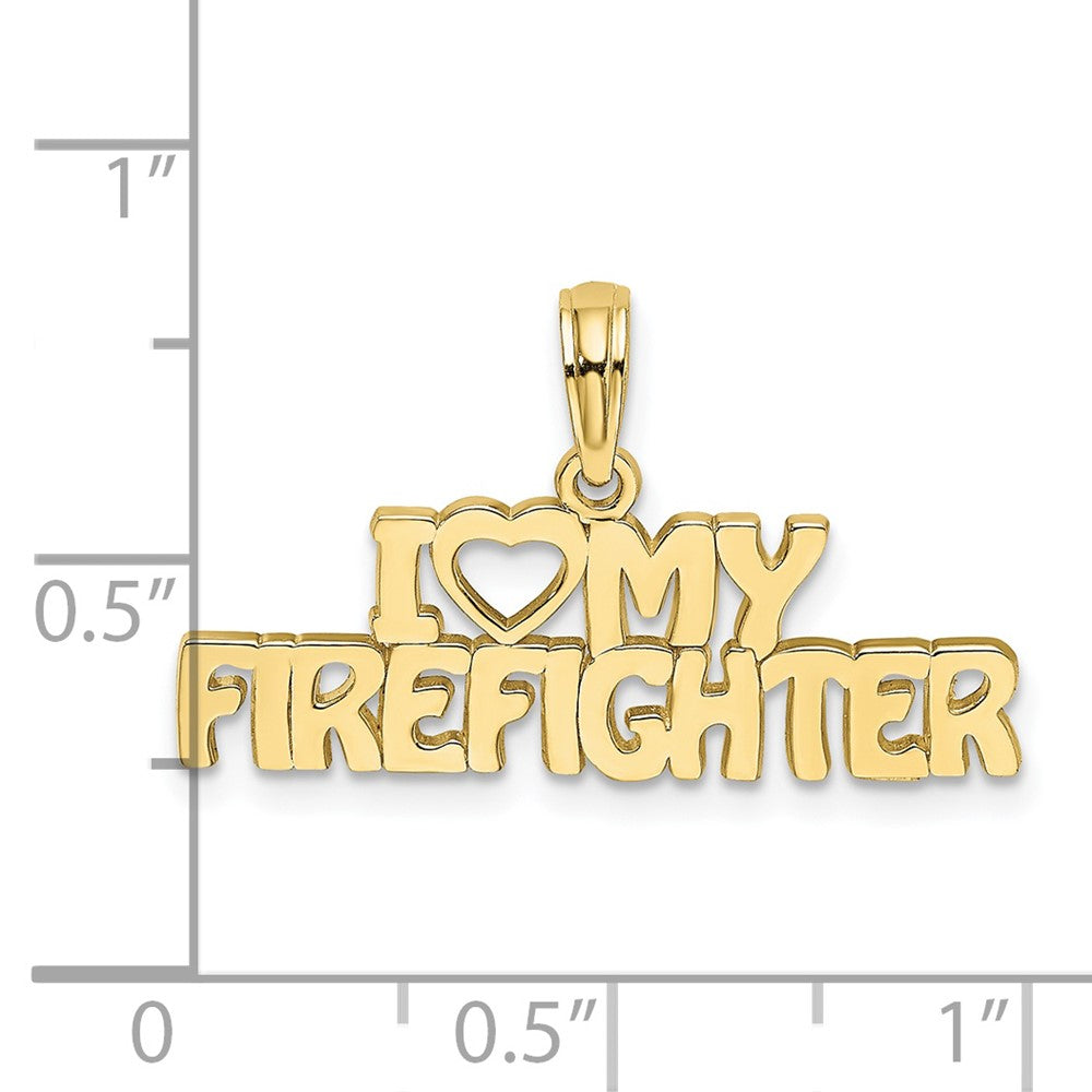 10k Yellow Gold 26.4 mm I LOVE MY FIREFIGHTER Charm (1.12 grams)