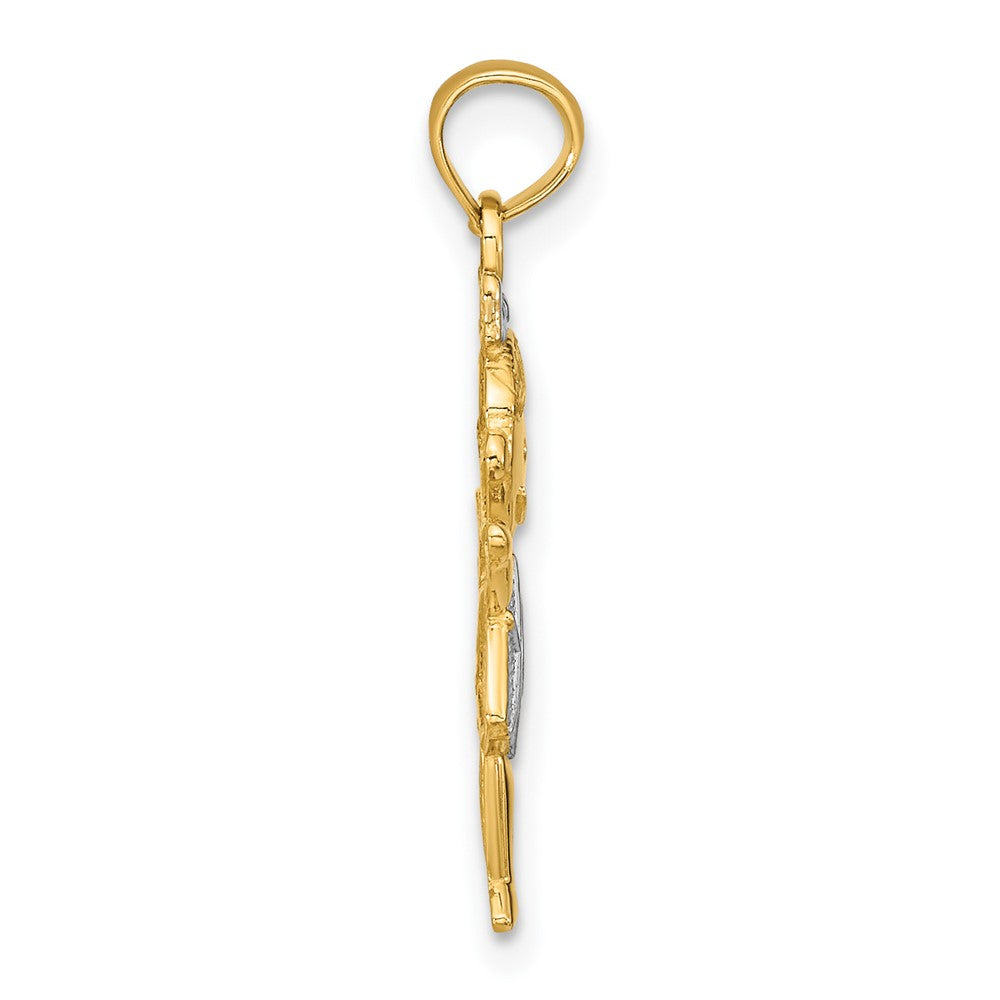 10k Yellow w/Rhodium 12.4 mm  Girl Charm (0.81 grams)