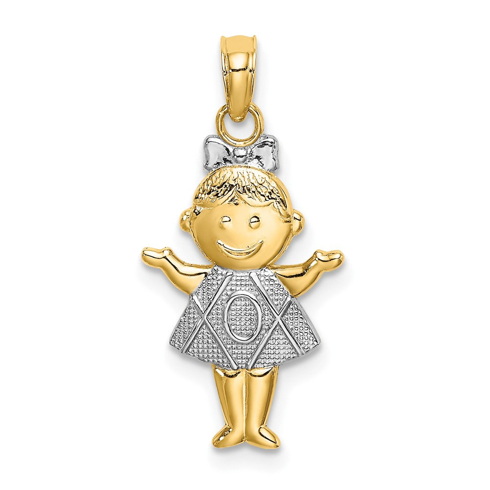 10k Yellow w/Rhodium 12.4 mm  Girl Charm (0.81 grams)