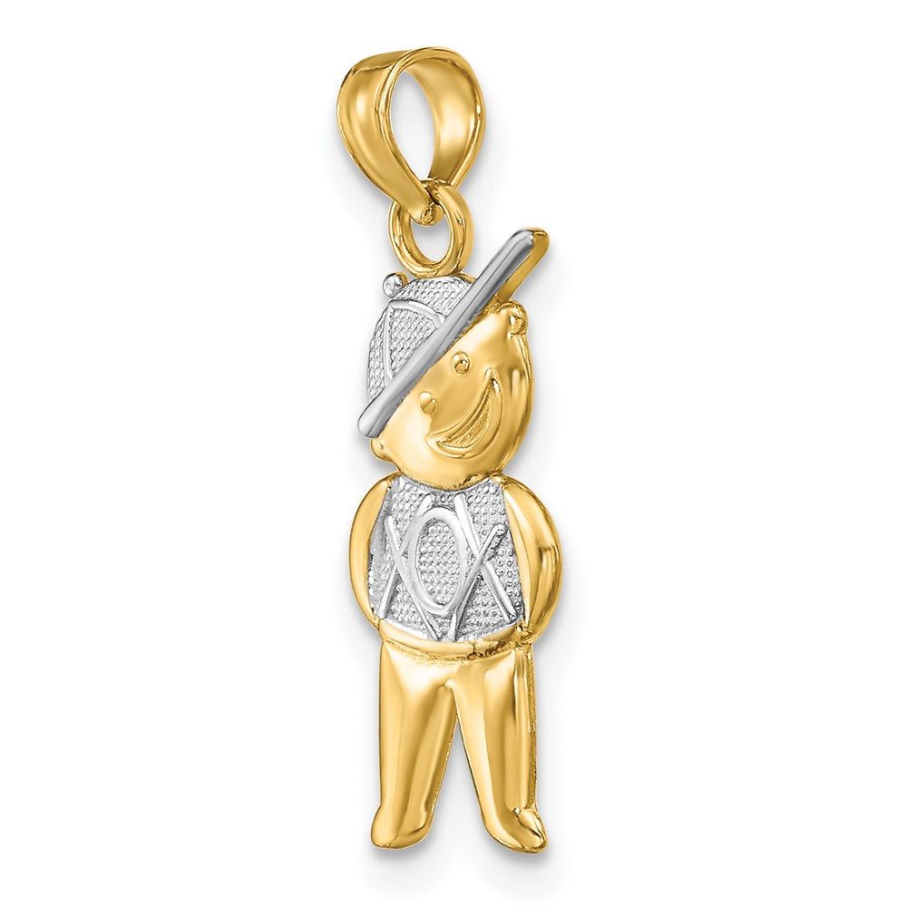 10k Yellow w/Rhodium 8.6 mm  Boy Charm (0.72 grams)