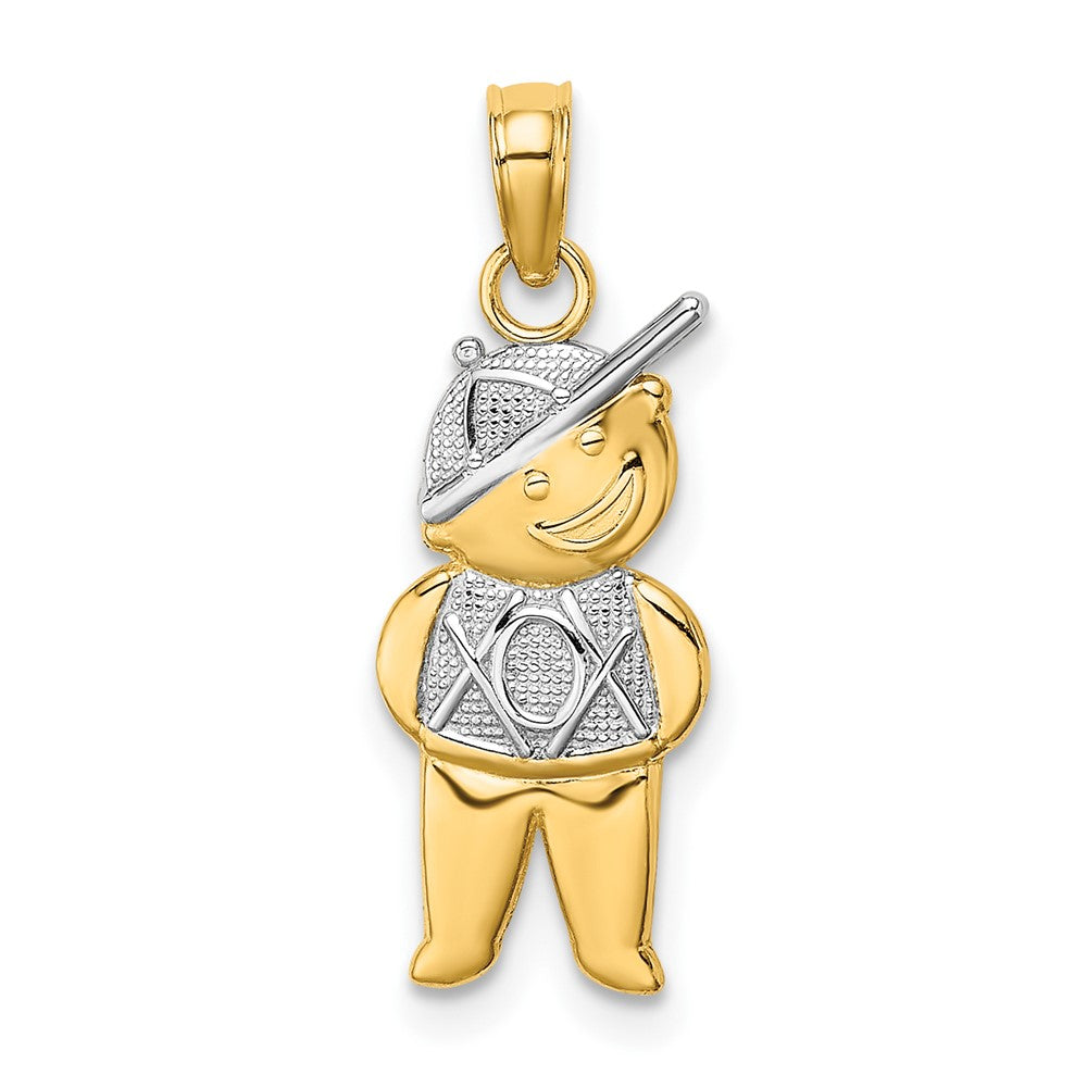 10k Yellow w/Rhodium 8.6 mm  Boy Charm (0.72 grams)