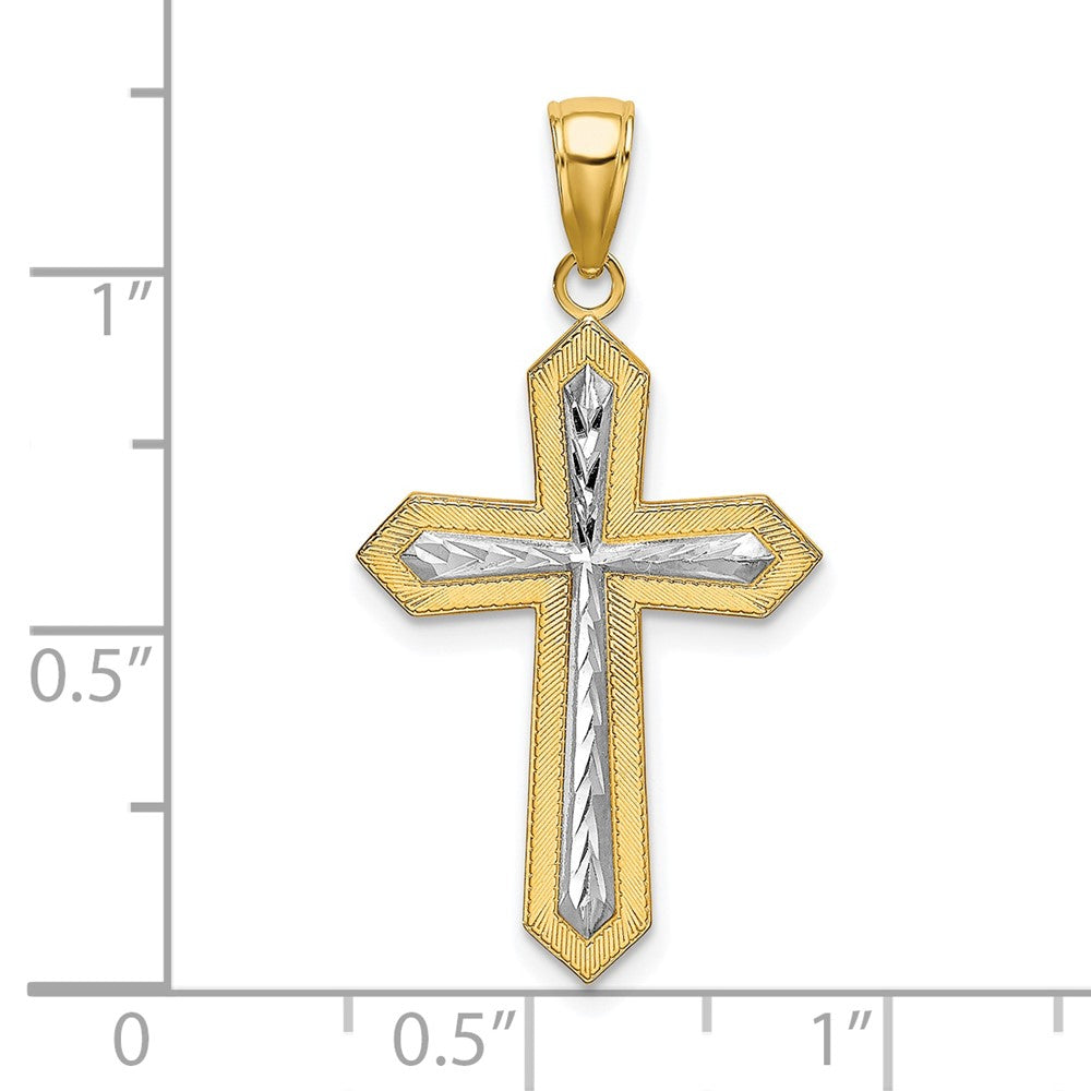10k Yellow w/Rhodium 16 mm  D/C Cross Pendant (1.03 grams)
