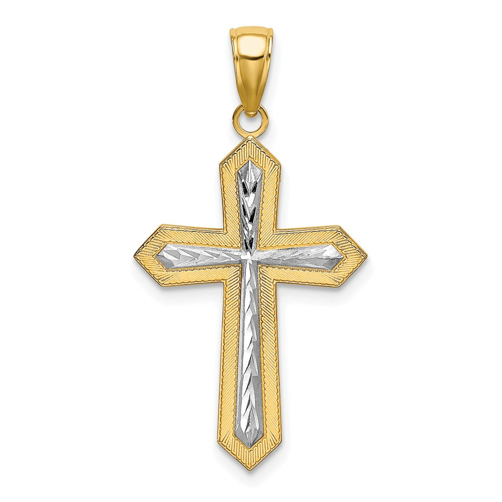 10k Yellow w/Rhodium 16 mm  D/C Cross Pendant (1.03 grams)