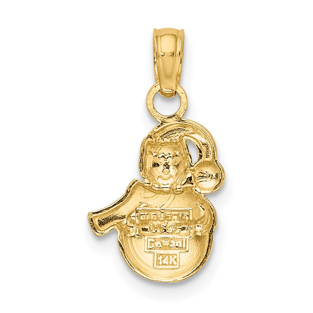 10k Yellow w/Rhodium 9.2 mm  Snowman Pendant (0.5 grams)