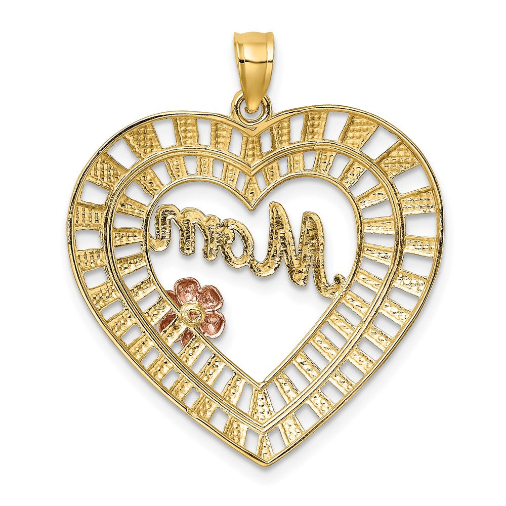 10k Two-tone 27.5 mm  D/C MOM Heart Charm (2.42 grams)