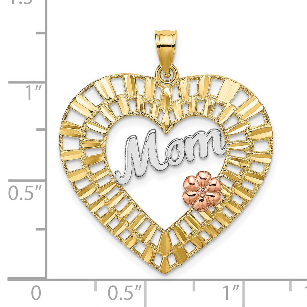 10k Two-tone 27.5 mm  D/C MOM Heart Charm (2.42 grams)