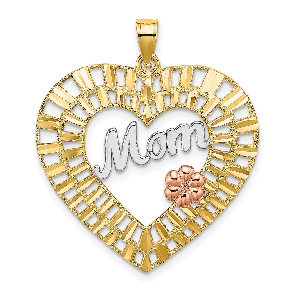 10k Two-tone 27.5 mm  D/C MOM Heart Charm (2.42 grams)