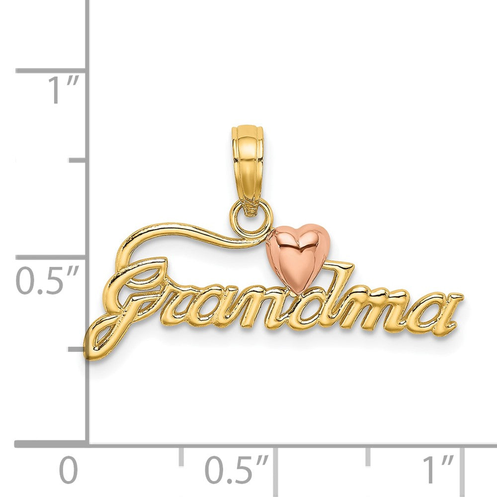 10k Two-tone 26 mm Two-Tone GRANDMA w/ Heart Charm (0.85 grams)