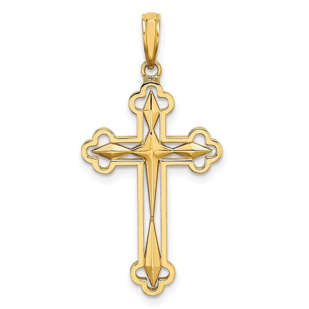 10k Yellow w/Rhodium 17 mm  D/C Reversible Cross Charm (1.28 grams)
