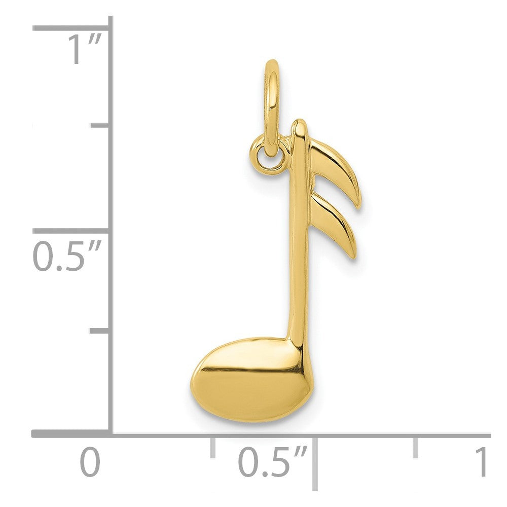 10k Yellow Gold 10 mm Polished Flat-Backed Musical Note Charm (0.71 grams)