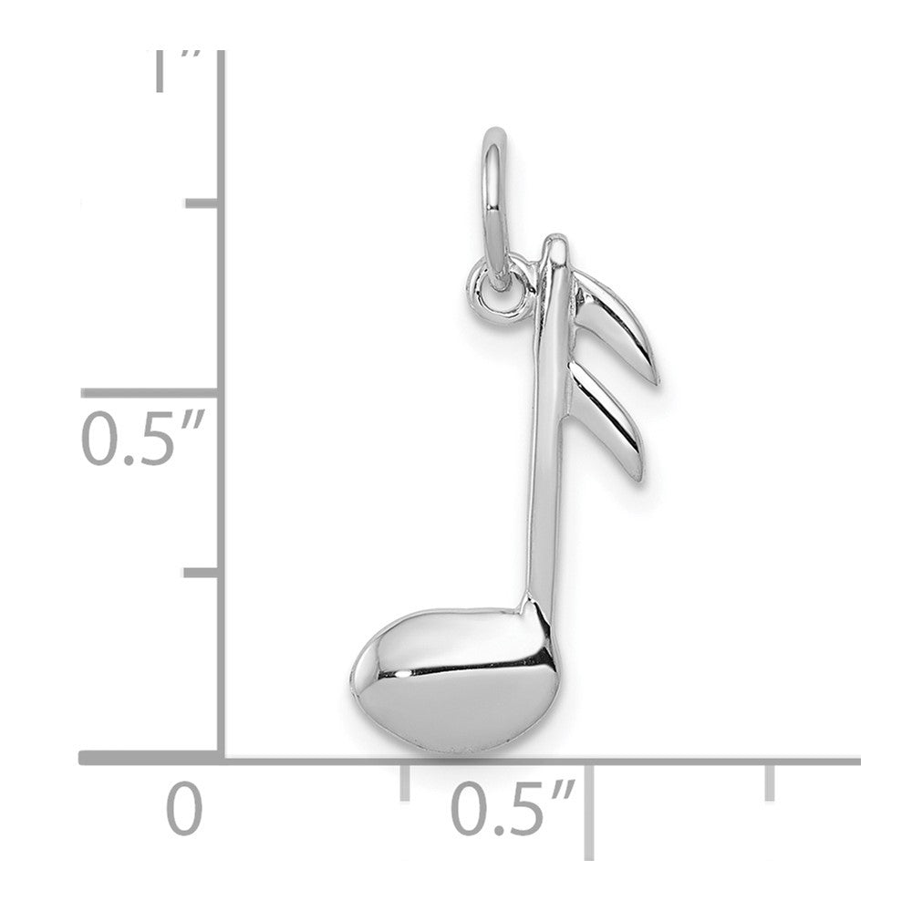 10k White Gold 10 mm Polished Flat-Backed Musical Note Charm (0.7 grams)