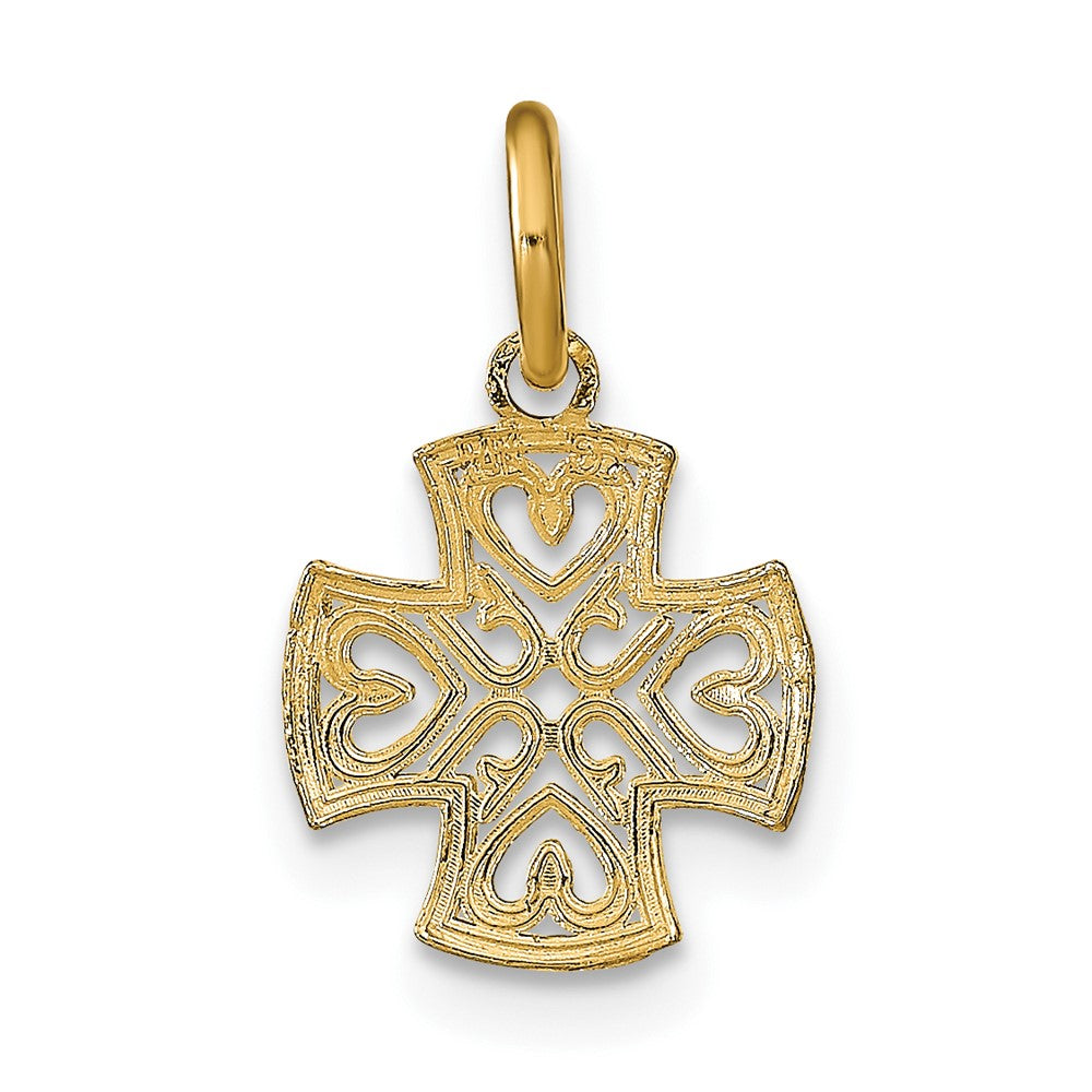 10k Yellow w/Rhodium 10 mm  and D/C Hearts In Cross Charm (0.26 grams)