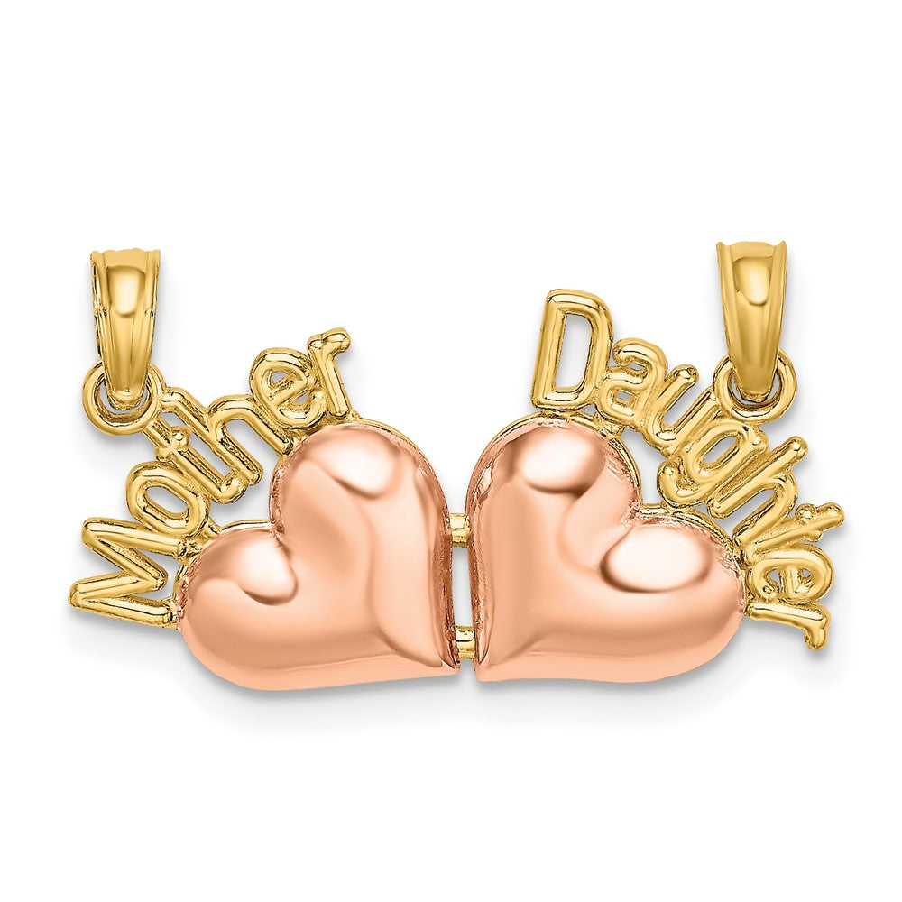 10k Two-tone 24.2 mm Two-Tone MOTHER and DAUGHTER Break-Apart Hearts Charm (1.54 grams)