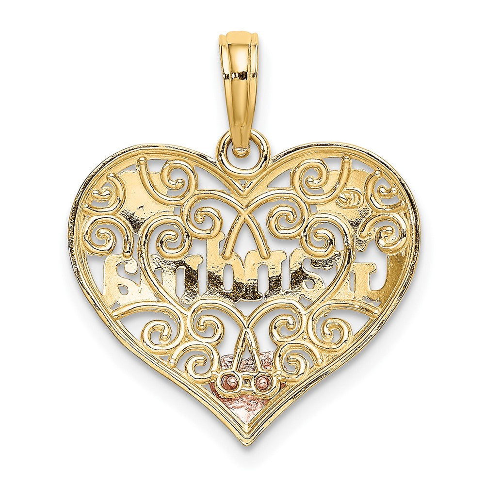 10k Two-tone 19.3 mm  GRANDMA Heart Charm (1.29 grams)