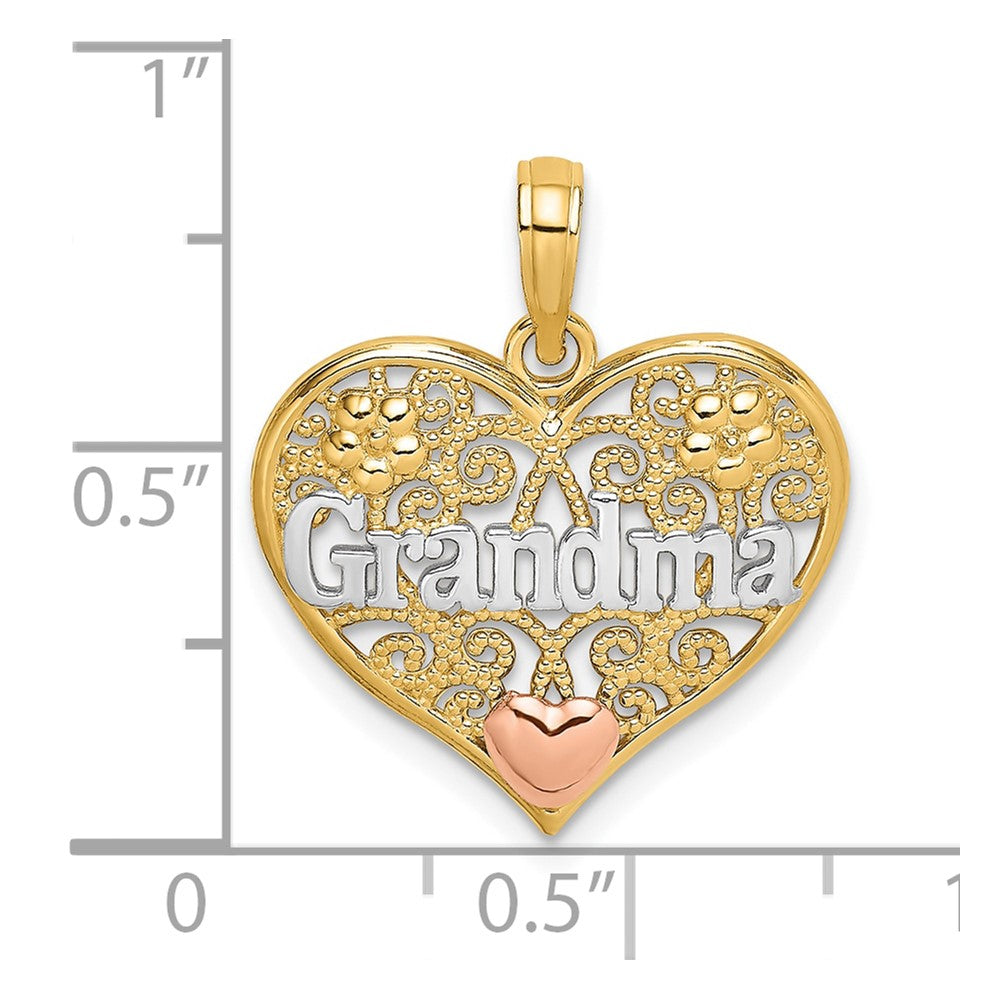 10k Two-tone 19.3 mm  GRANDMA Heart Charm (1.29 grams)