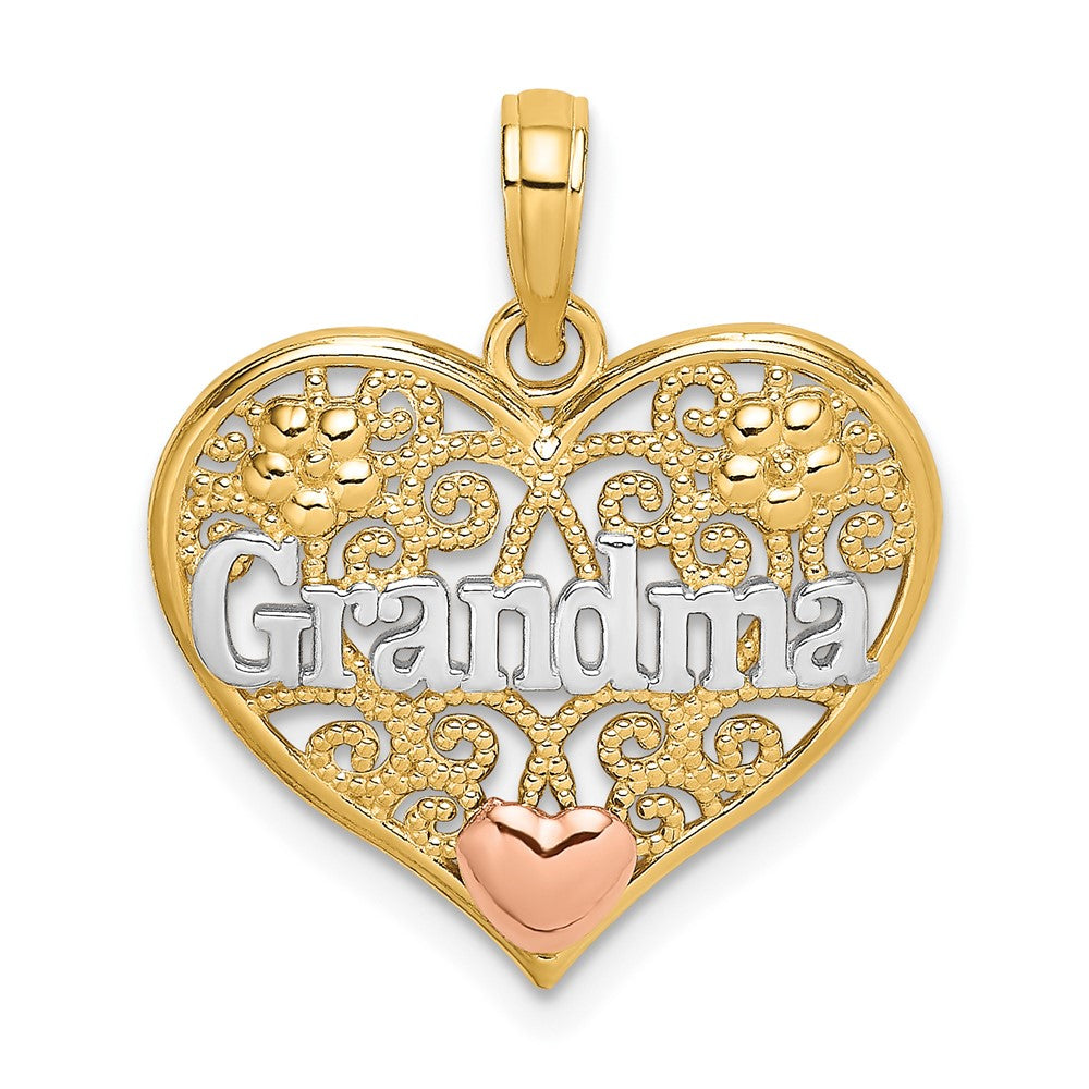 10k Two-tone 19.3 mm  GRANDMA Heart Charm (1.29 grams)