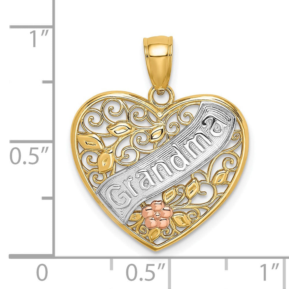 10k Two-tone 20.1 mm  GRANDMA Heart Charm (1.61 grams)