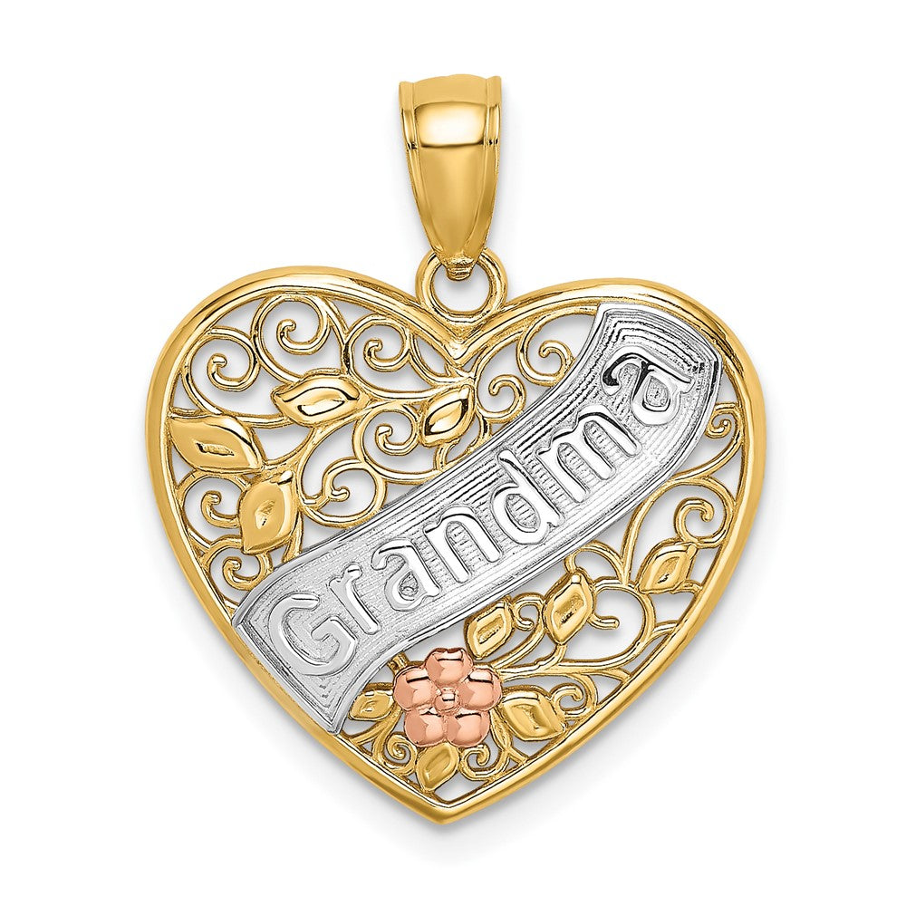 10k Two-tone 20.1 mm  GRANDMA Heart Charm (1.61 grams)