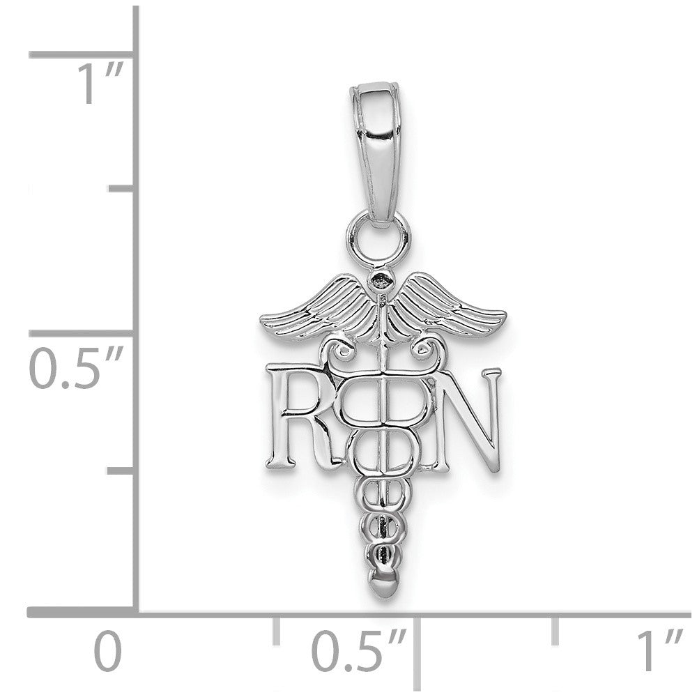 10k White Gold 11.13 mm  RN Caduceus Pendant (0.51 grams)