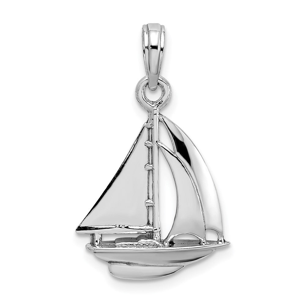 10k White Gold 15.4 mm  Polished 3-D Sailboat Charm (1.38 grams)