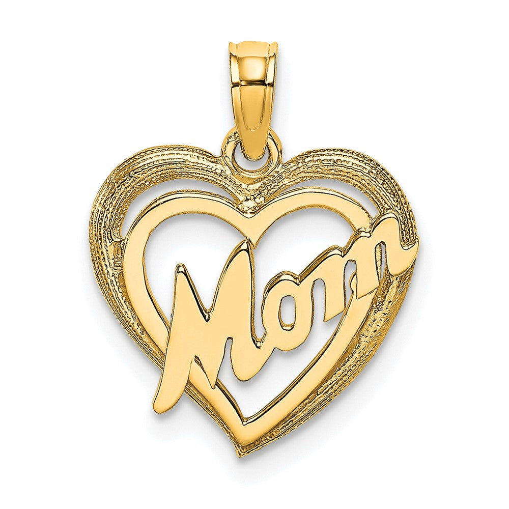 10k Yellow Gold 14 mm MOM Inside Heart Charm (0.86 grams)