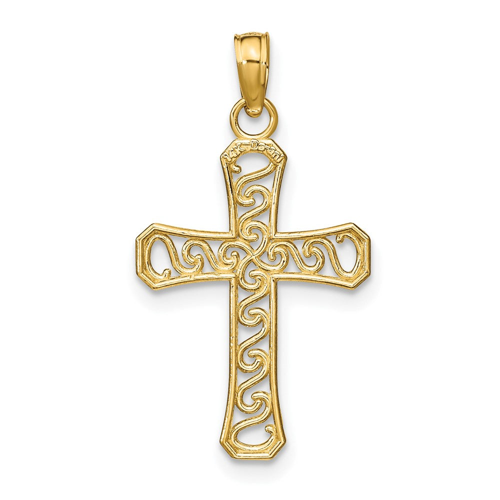 10k Yellow Gold 15 mm Fancy Cross Pendant (0.68 grams)