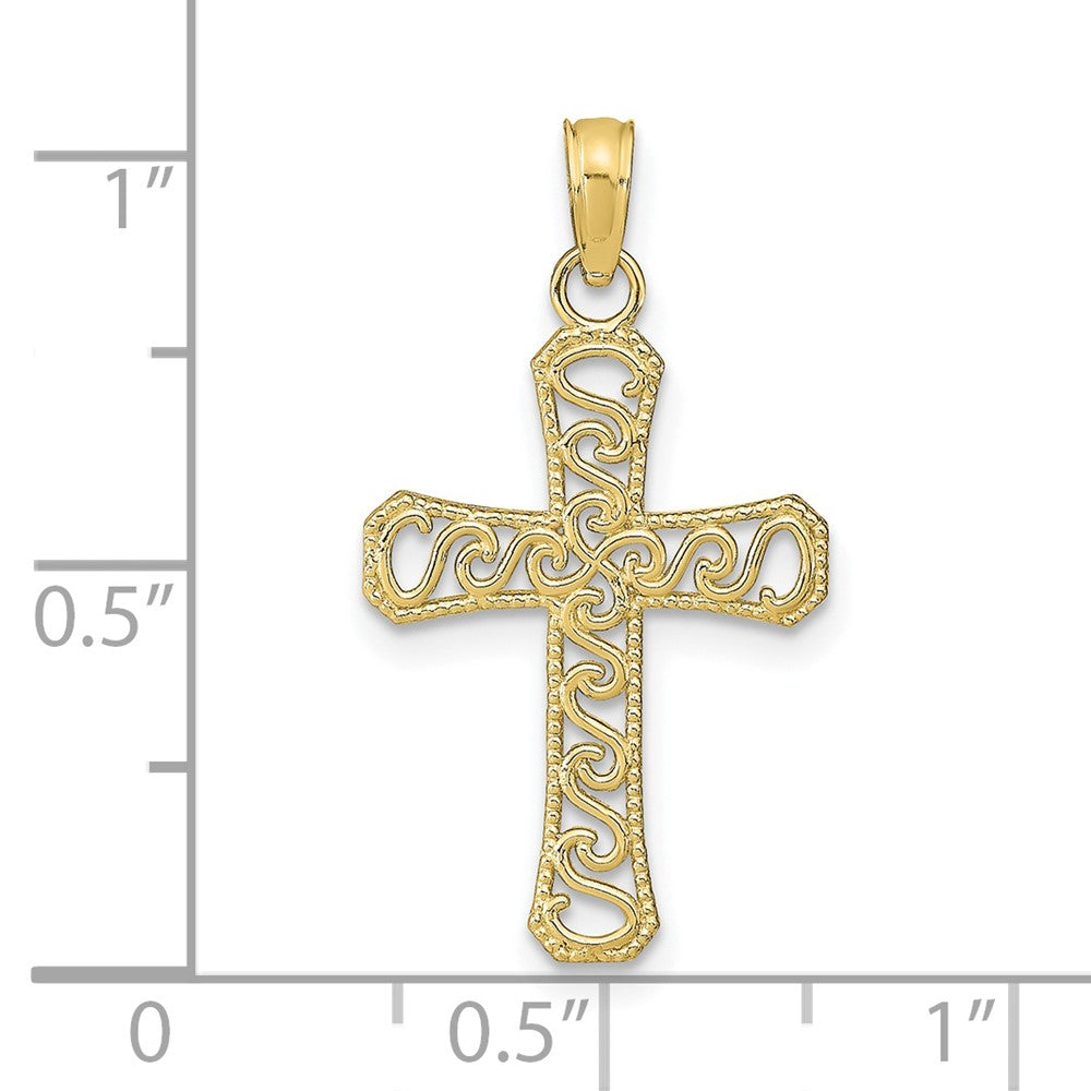 10k Yellow Gold 15 mm Fancy Cross Pendant (0.68 grams)