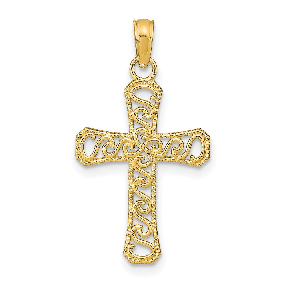 10k Yellow Gold 15 mm Fancy Cross Pendant (0.68 grams)