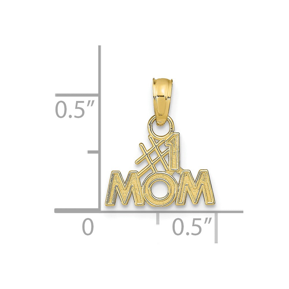 10k Yellow Gold 14.5 mm Polished #1 MOM Pendant (0.48 grams)