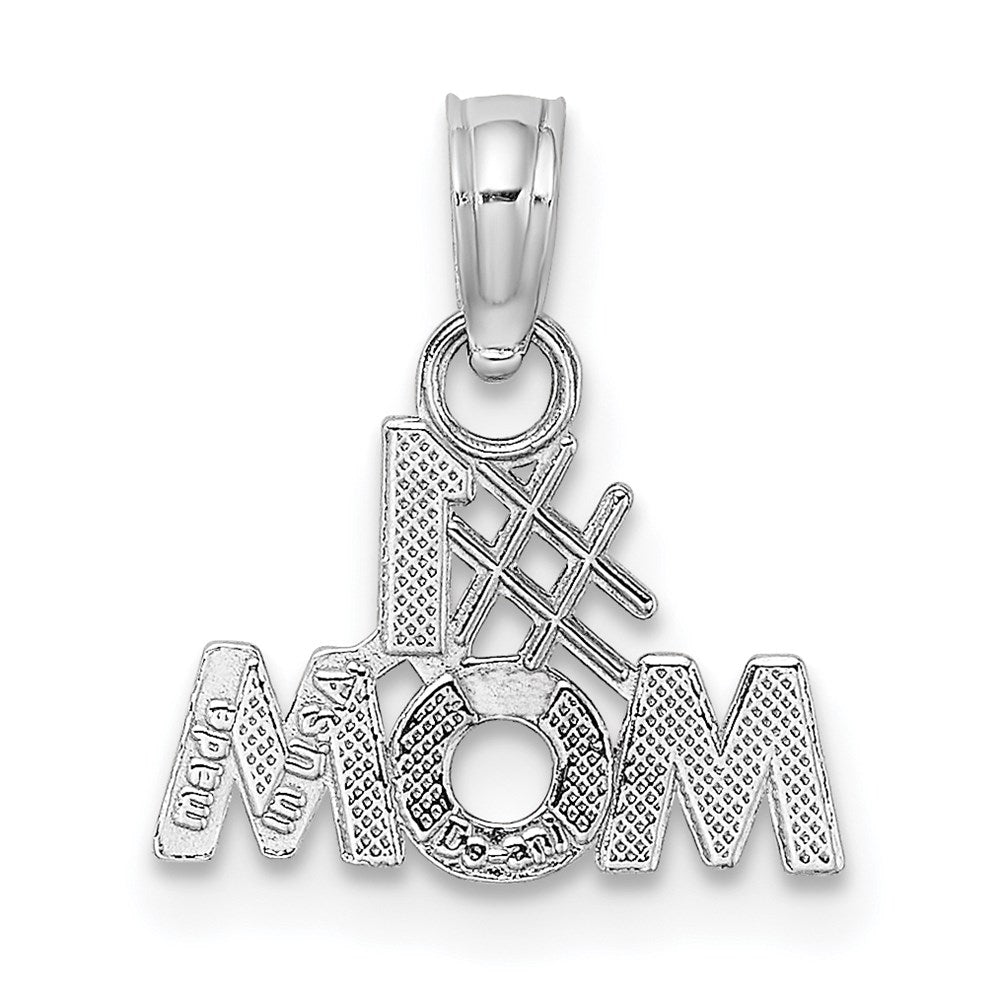 10k White Gold 12.3 mm Polished #1 MOM Pendant (0.49 grams)