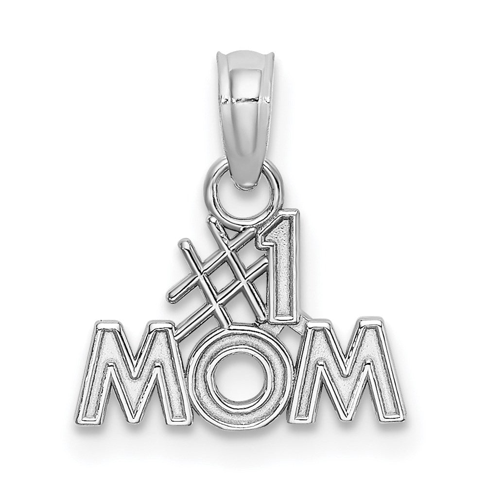 10k White Gold 12.3 mm Polished #1 MOM Pendant (0.49 grams)