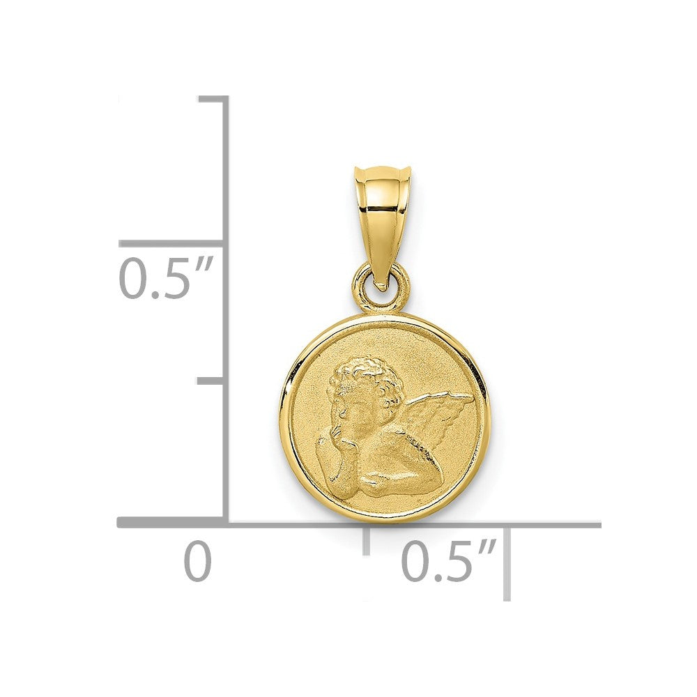 10k Yellow Gold 10.35 mm Engraved Angel Coin Charm (0.92 grams)