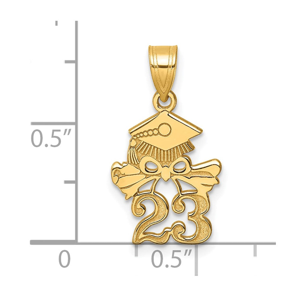 10k Yellow Gold 12 mm Graduation Cap and Diploma - 2023 Charm (0.72 grams)