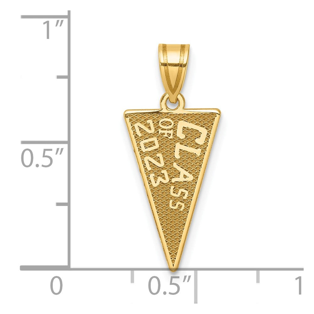 10k Yellow Gold 10.1 mm Class Of 2023 Rally Flag / Graduation Charm (0.65 grams)