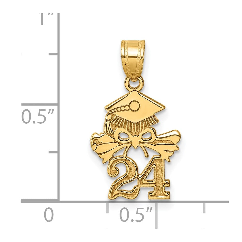 10k Yellow Gold 12 mm Graduation Cap and Diploma - 2024 Charm (0.72 grams)