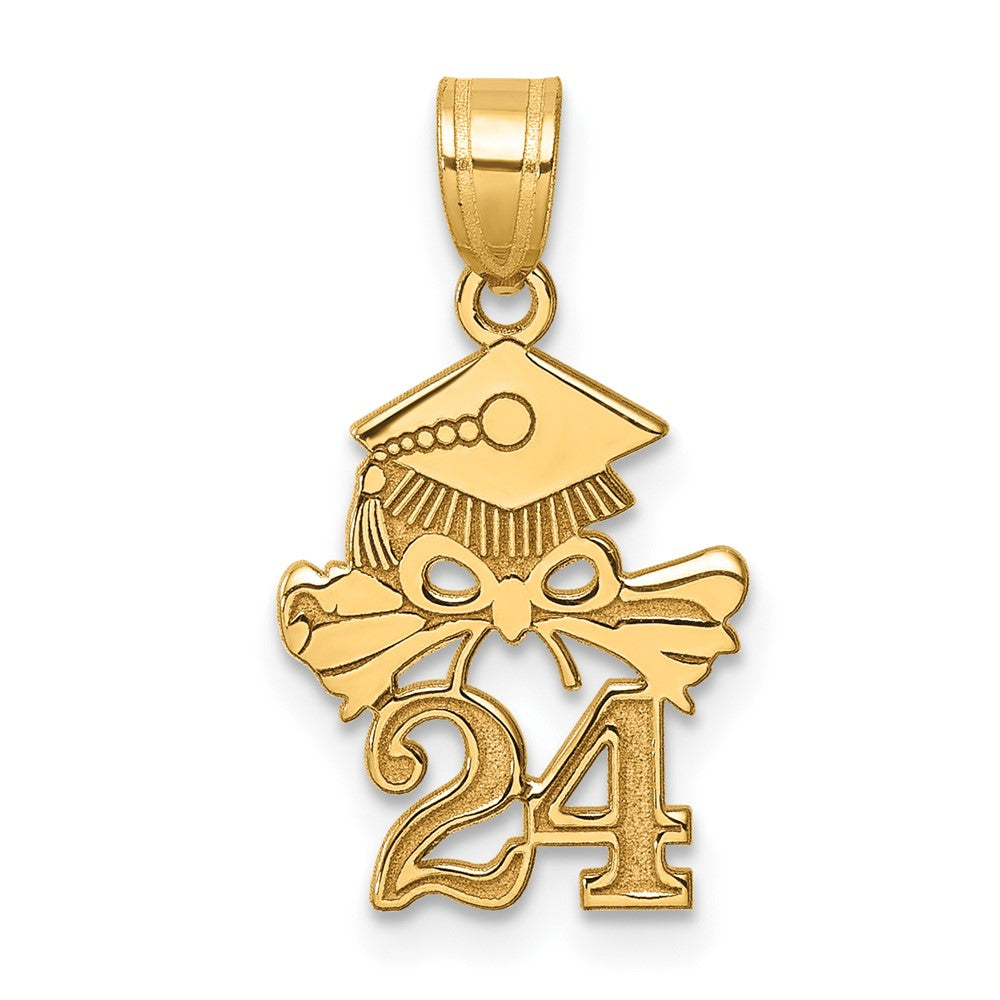 10k Yellow Gold 12 mm Graduation Cap and Diploma - 2024 Charm (0.72 grams)