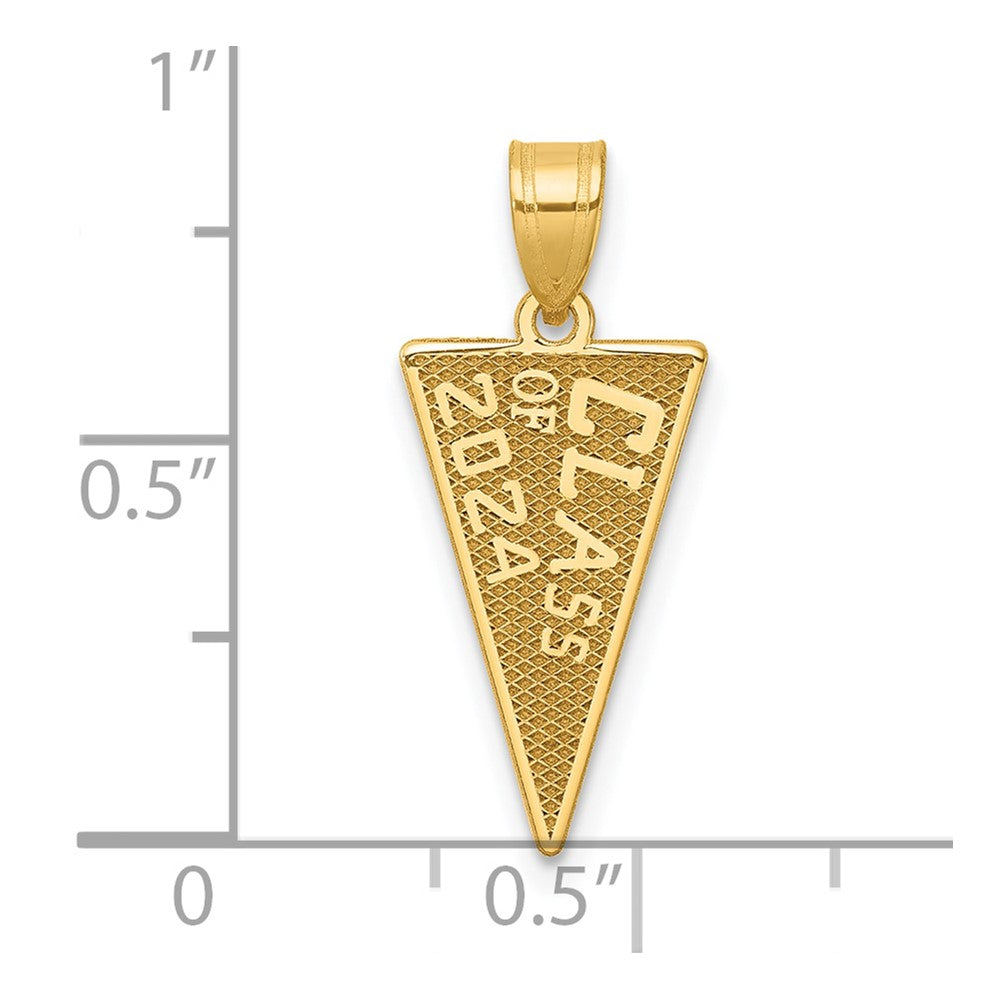 10k Yellow Gold 10.1 mm Class Of 2024 Rally Flag / Graduation Charm (0.65 grams)