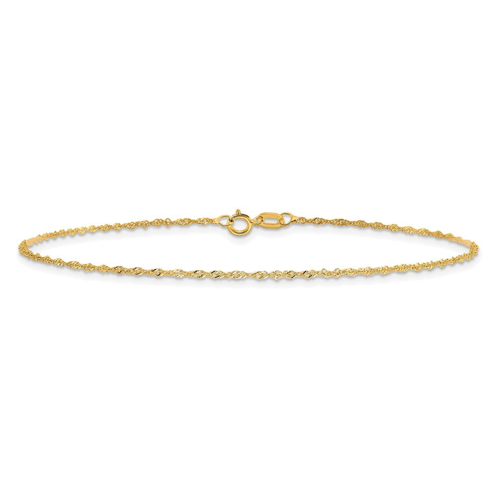 10k Yellow Gold 1.1 mm Singapore Chain Anklet (0.58 grams)