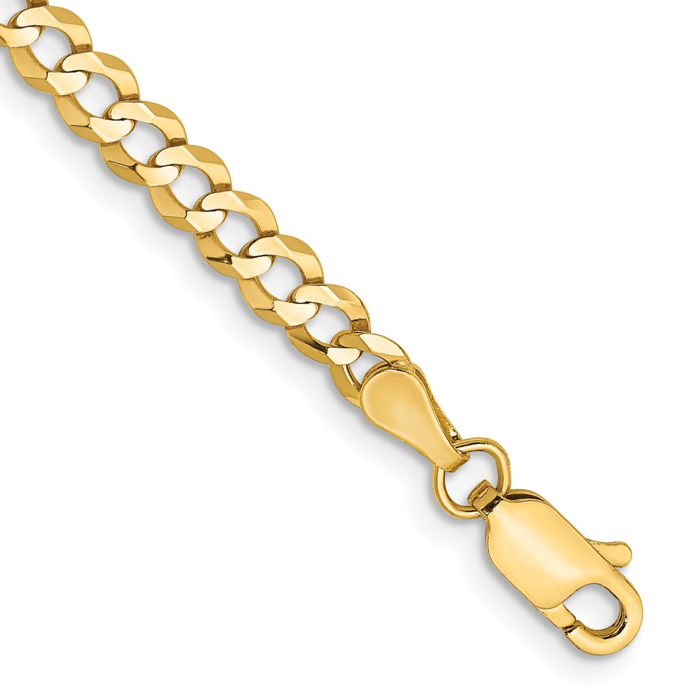 10k Yellow Gold 3.7 mm Lightweight Flat Cuban Bracelet